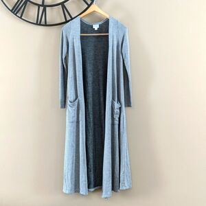 LuLaRoe Sarah Duster Cardigan in Gray with stripes- Super soft!!